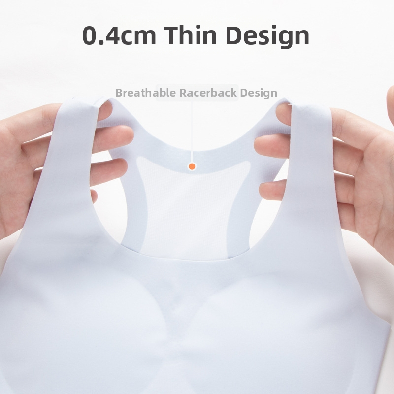 Bezšvová dievčenská športová podprsenka, priedušná, odvádza pot, s plným košíkom, popruhy typu Y, materiál nylon