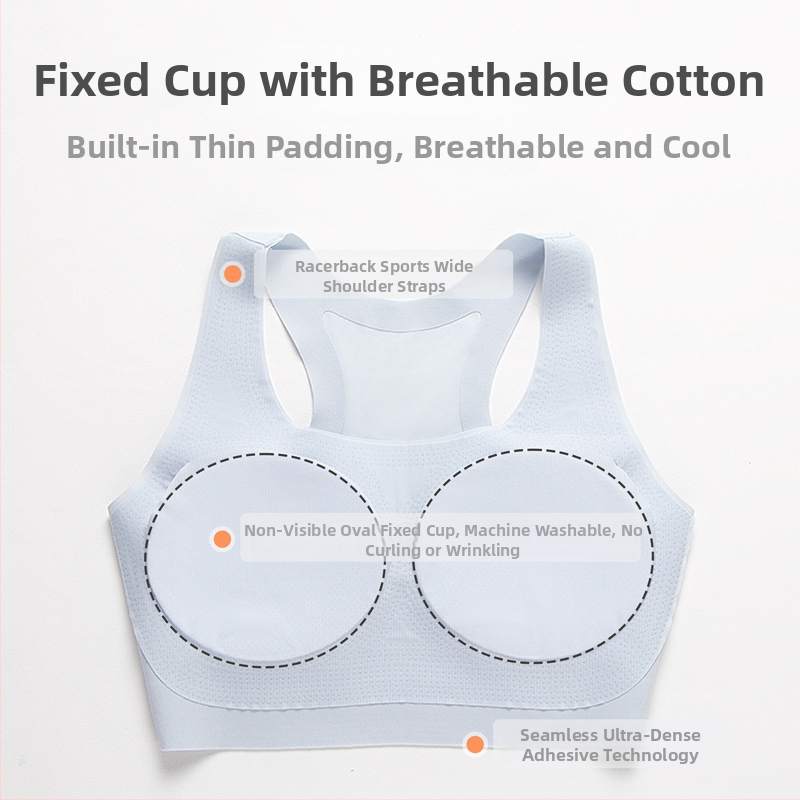 Bezšvová dievčenská športová podprsenka, priedušná, odvádza pot, s plným košíkom, popruhy typu Y, materiál nylon