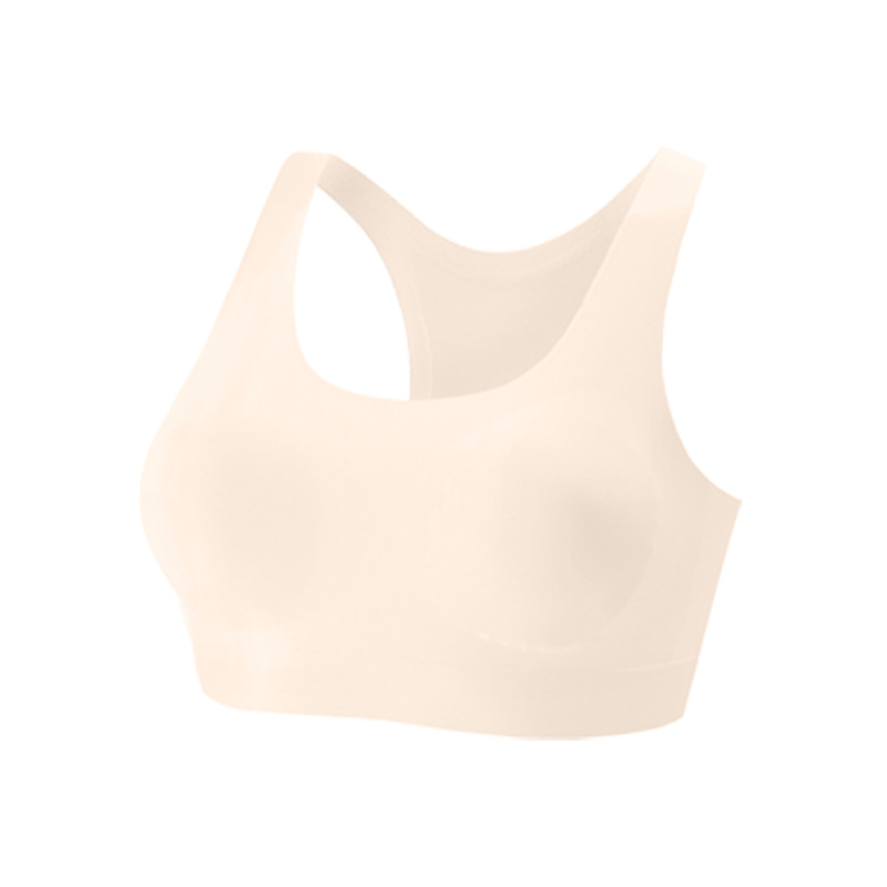 Bezšvová dievčenská športová podprsenka, priedušná, odvádza pot, s plným košíkom, popruhy typu Y, materiál nylon