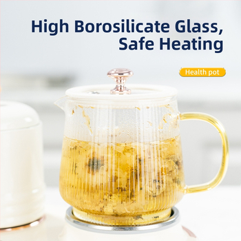 Zdravá kanvica na čaj s skleným telom, dotykové ovládanie, 220V, 15-360W, 1-2 osoby