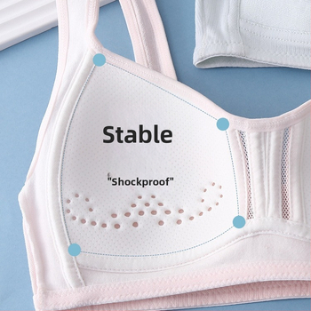 Bavlnená tréningová podprsenka pre tínedžerky, štádium 2 (12–15 rokov), plná miska, tenká tvarovaná miska, pevné dvojité ramienka