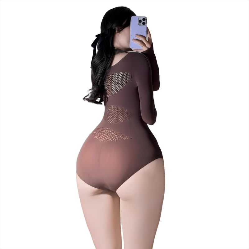 Plus-size seksi mrežasti bodi set s prorezima