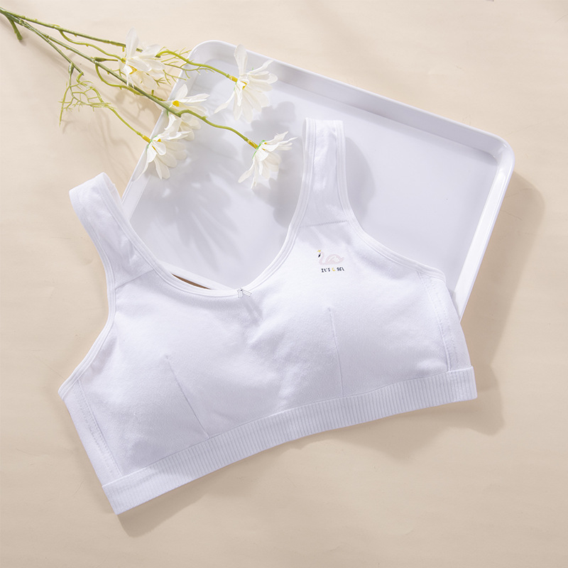 Bavlnený tube top pre dievčatá gymnázia, bez kovových kruhov, 95% bavlna, plné košíky s tenkými formovanými košíčkami, pevné dvojité ramienka, priedušný a pot odvádzajúci