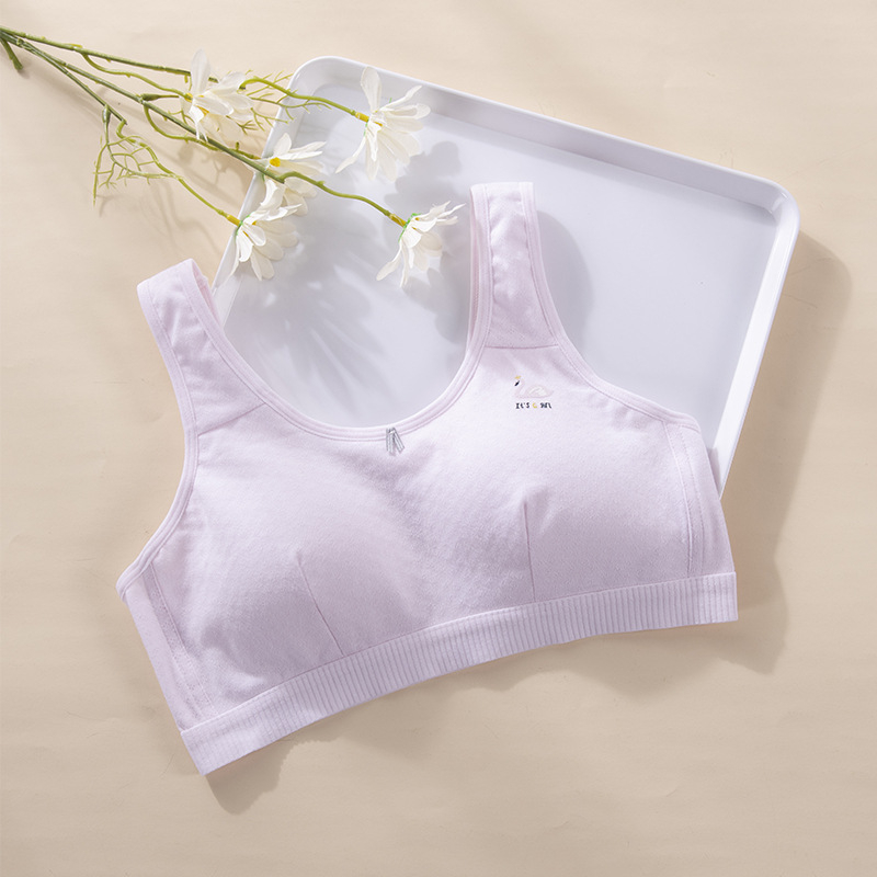 Bavlnený tube top pre dievčatá gymnázia, bez kovových kruhov, 95% bavlna, plné košíky s tenkými formovanými košíčkami, pevné dvojité ramienka, priedušný a pot odvádzajúci