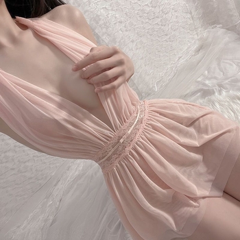 Seksi haljina od donjeg rublja, mrežasti leđa, poliester materijal, francuski stil noćna haljina