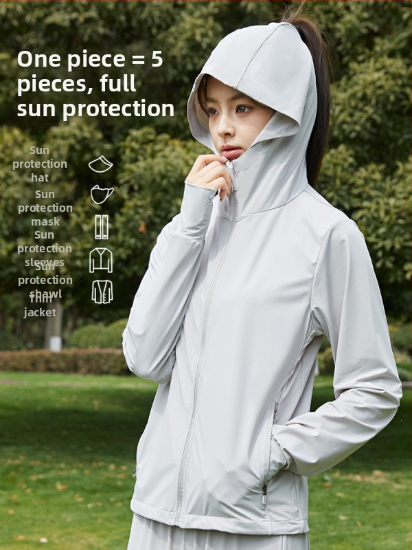 Išorinis vėjo švarkas su gobtuvu, UPF50+ UV apsauga, kvėpuojantis, greitai džiūstantis, nailono audinys