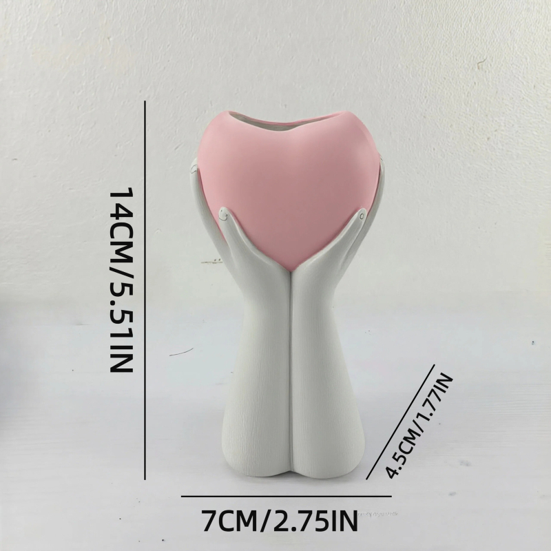 Nordický štýl kvetináč so srdcom drženým dvoma rukami – domáca dekorácia, živica, model 11.25-1