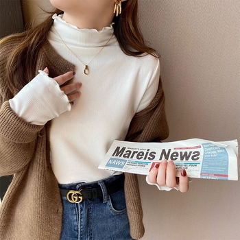 Tricou oversized din bumbac 100%, cu guler semi-înalt și broderie, Primăvara 2025