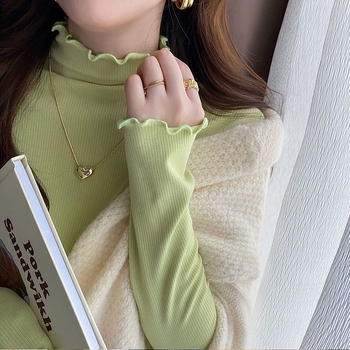 Tricou oversized din bumbac 100%, cu guler semi-înalt și broderie, Primăvara 2025