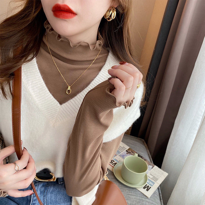 Tricou oversized din bumbac 100%, cu guler semi-înalt și broderie, Primăvara 2025