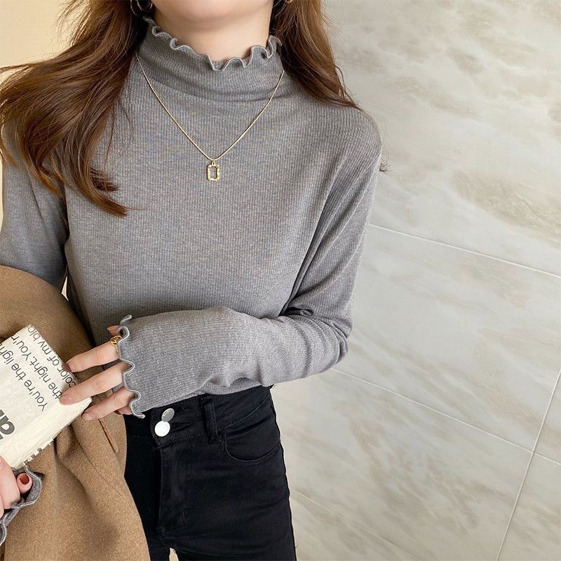 Tricou oversized din bumbac 100%, cu guler semi-înalt și broderie, Primăvara 2025