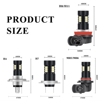 Predné LED hmlové svetlo pre auto, hliníkové puzdro, 12V, 3030 LED, 6000K, kompatibilné s H4/H7/9005/9006