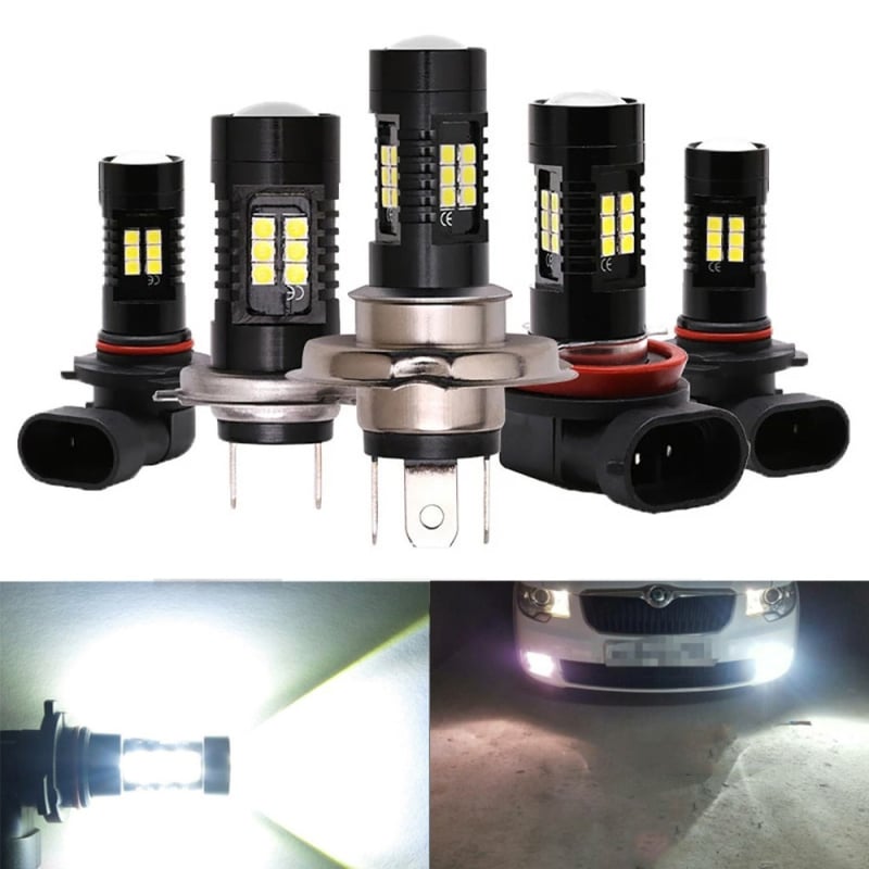 Predné LED hmlové svetlo pre auto, hliníkové puzdro, 12V, 3030 LED, 6000K, kompatibilné s H4/H7/9005/9006