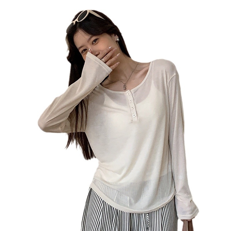 Lyocell Tencel bluza s dugim rukavima, bijela, slobodan kroj, lagan ljetni top s poluotvorenim ovratnikom