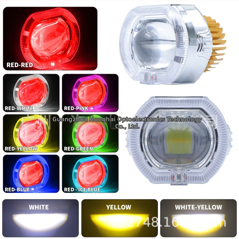 Motocikla iebūvētais priekšējais lukturis ar konveksa lēcu, alumīnija korpuss, 12V, 2800 lm, augstas jaudas LED diodes