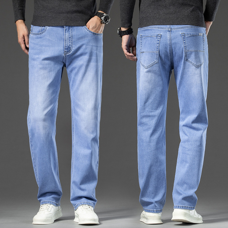 Pánske džínové nohavice s fleecovou podšívkou, voľný strih, rovný strih, zima, bavlna-poliestrová zmes (73% bavlna, 25,8% polyester, 1,2% elastan)