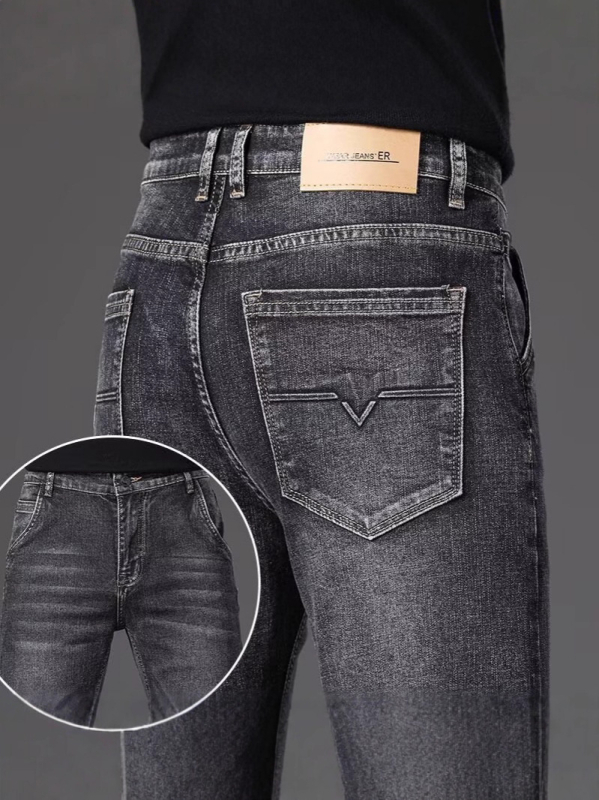 Дънки деним с прав крак, корейски стил, средна талия, цип