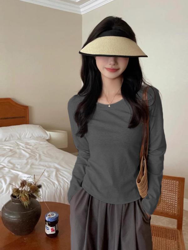 T‑shirt πουλόβερ με βελούδινο πολυεστέρα, Slim fit, μακριά μανίκια, στρογγυλή λαιμόκοψη