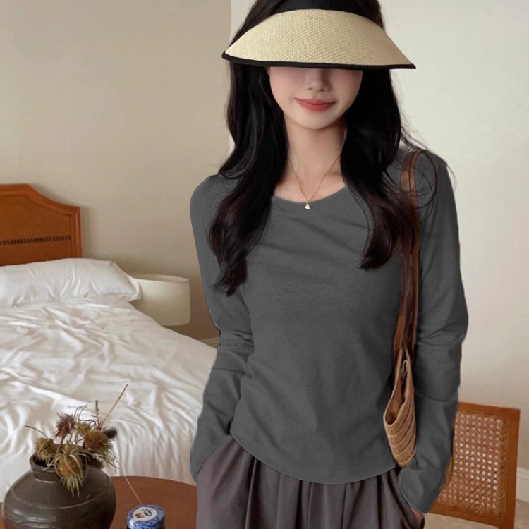 T‑shirt πουλόβερ με βελούδινο πολυεστέρα, Slim fit, μακριά μανίκια, στρογγυλή λαιμόκοψη