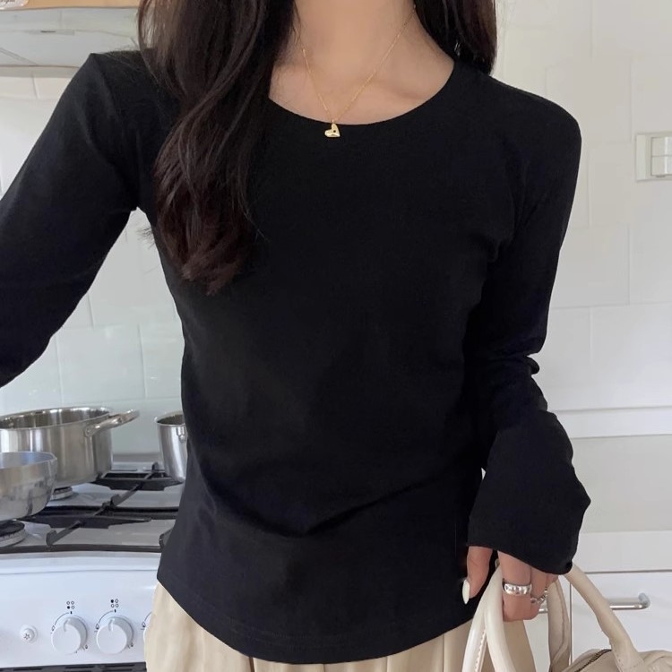 T‑shirt πουλόβερ με βελούδινο πολυεστέρα, Slim fit, μακριά μανίκια, στρογγυλή λαιμόκοψη