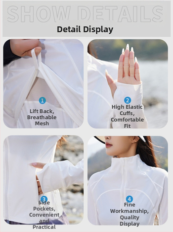 Moteriška lauko striukė su UV apsauga UPF50+, kvėpuojantis nailonas audinys, užtrauktukas