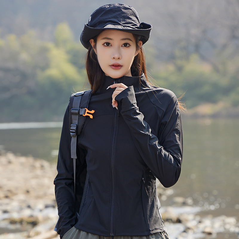 Moteriška lauko striukė su UV apsauga UPF50+, kvėpuojantis nailonas audinys, užtrauktukas