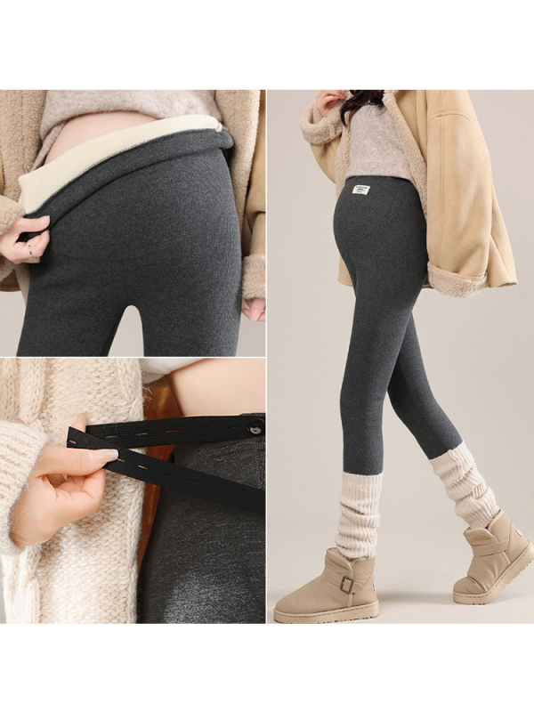 Trudničke hlače s flis podstavom, debele, duge, uskog kroja, poliester-spandeks mješavina, zimska kolekcija 2025