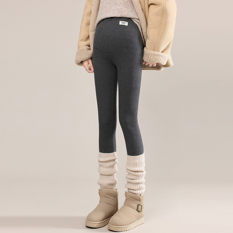 Trudničke hlače s flis podstavom, debele, duge, uskog kroja, poliester-spandeks mješavina, zimska kolekcija 2025