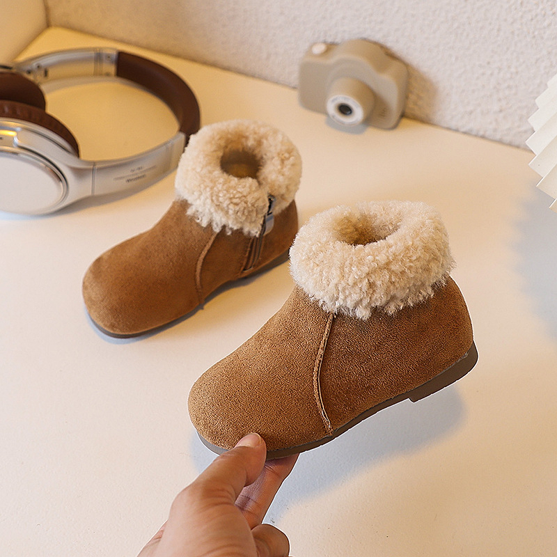 Lányoknak szóló bokacsizma PU felsőrésszel – FC-309, egyszerű stílus, raktáron, Fanka Hao márka, 1–12 éveseknek