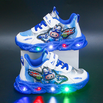 Svjetleće dječje tenisice za dječake, gornji dio od sintetičke kože, Velcro kopčanje, prozračne, lagane, EVA potplat