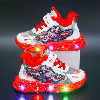 Svjetleće dječje tenisice za dječake, gornji dio od sintetičke kože, Velcro kopčanje, prozračne, lagane, EVA potplat