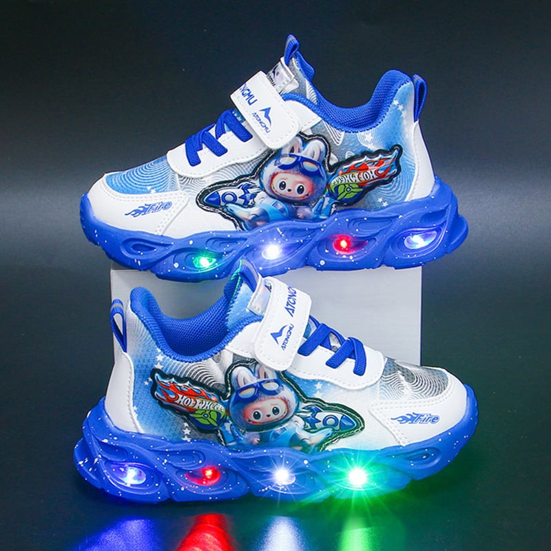 Svjetleće dječje tenisice za dječake, gornji dio od sintetičke kože, Velcro kopčanje, prozračne, lagane, EVA potplat