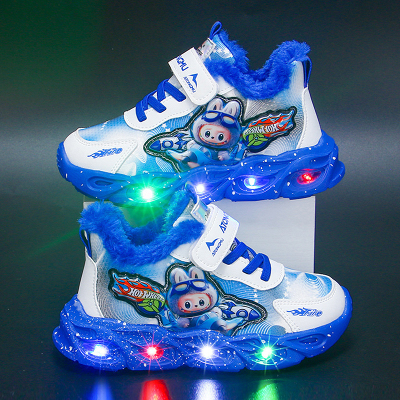 Svjetleće dječje tenisice za dječake, gornji dio od sintetičke kože, Velcro kopčanje, prozračne, lagane, EVA potplat