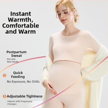 Tehotenský set: bavlnený pletený top s balónikovými rukávmi a dlhé nohavice, okrúhly výstrih, stredná hrúbka látky