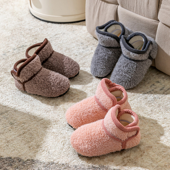 Pantofi interior pentru copii, cu partea superioară din catifea Velur, căptuți cu căptușeală fleece, închidere Velcro, talpă TPR