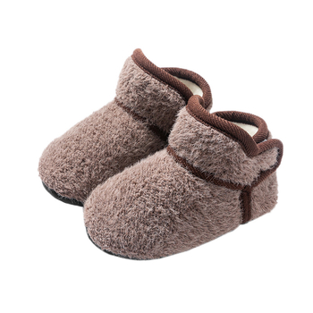 Pantofi interior pentru copii, cu partea superioară din catifea Velur, căptuți cu căptușeală fleece, închidere Velcro, talpă TPR