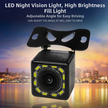 Vonkajšia kamera pre spätné videnie do auta so svetlom, nastaviteľný 170° uhol pohľadu, 12V napájanie, rozlíšenie 720x576