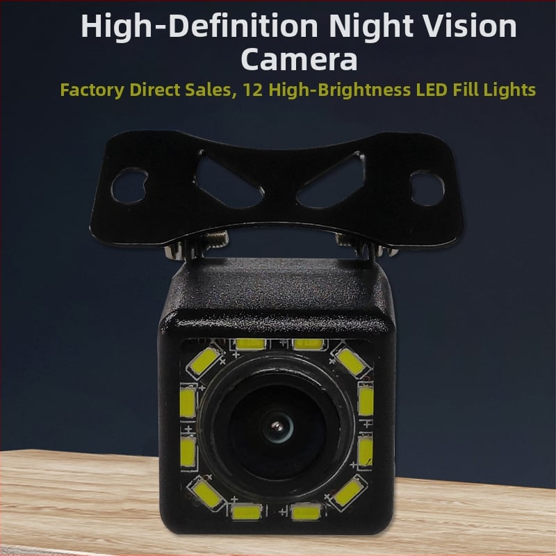 Vonkajšia kamera pre spätné videnie do auta so svetlom, nastaviteľný 170° uhol pohľadu, 12V napájanie, rozlíšenie 720x576