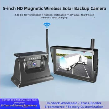 Systém zadnej kamery pre nákladné auto – 1080P bezdrôtový digitálny signál, solárne napájanie s 10000mAh batériou, prevádzkové napätie 12–24V, nastaviteľný uhol 60°