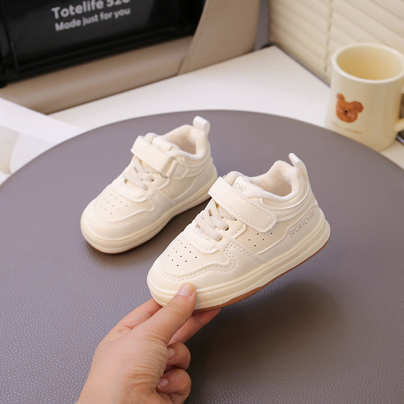 Zimske cipele za bebe i djecu, umjetna koža s flisom, vodootporne dječje sportske tenisice, s Velcro kopčom, unisex