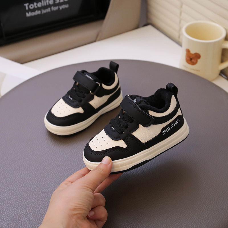 Zimske cipele za bebe i djecu, umjetna koža s flisom, vodootporne dječje sportske tenisice, s Velcro kopčom, unisex