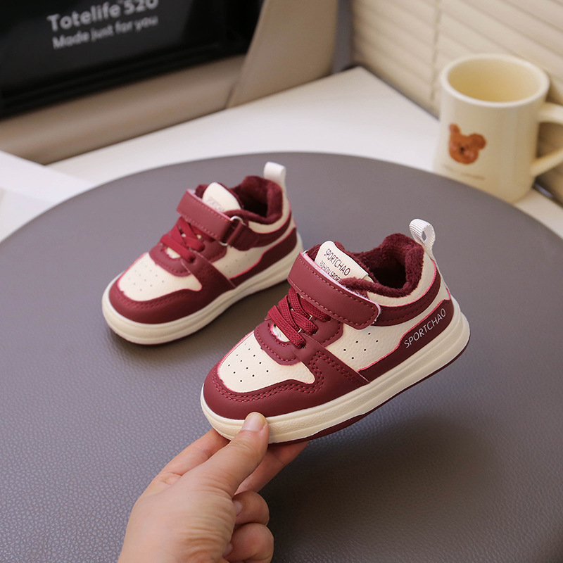 Zimske cipele za bebe i djecu, umjetna koža s flisom, vodootporne dječje sportske tenisice, s Velcro kopčom, unisex