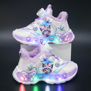 Svijetleće dječje tenisice za djevojčice s gornjim dijelom od sintetičke kože, EVA potplata, vodootporne i protuklizne