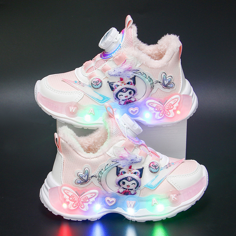 Svijetleće dječje tenisice za djevojčice s gornjim dijelom od sintetičke kože, EVA potplata, vodootporne i protuklizne