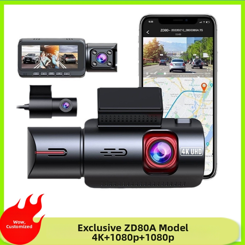 BEPOCAM ZD80 4K palubný DVR s dvojitou kamerou, 170° zorný uhol, zabudovaný GPS trajektória, podpora TF karty až 512GB