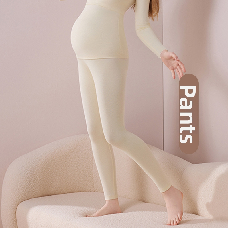 Tehotenský nočný set pre jeseň-zimu (vrchné a spodné) — dlhý rukáv, polyester 90–95%, bez vrások, s odnímateľnými výstelkami na prsiach