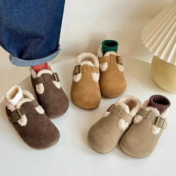 Dječje cipele na Velcro zatvaranje, gornji dio od baršuna Xishi Velvet, gumena potplat, jednobojni uzorak, za djecu 4–12 godina