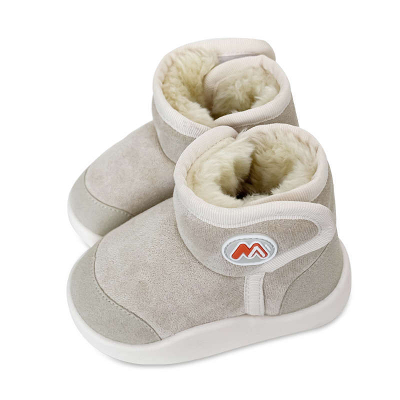 Dječje zimške čizmice od velura, kratke, vodootporne, s fleece podstavom, zatvaranje Velcro, jednobojne, mekana potplata