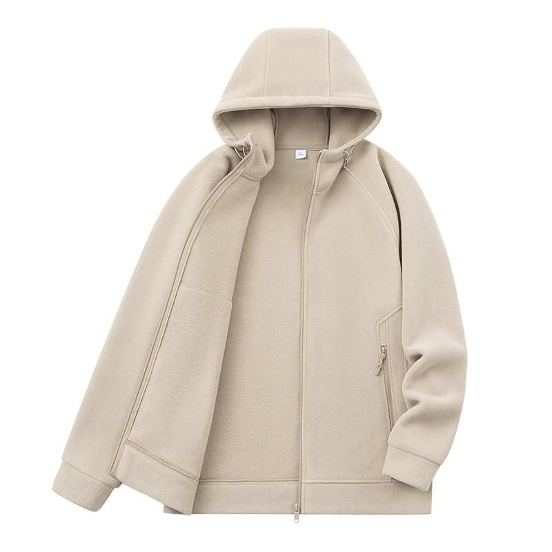 Pánske kapucňové fleecové kardigán s kapucňou, 100% polyester, rakúsky velúr, predný zips, okrúhly výstrih, voľný strih