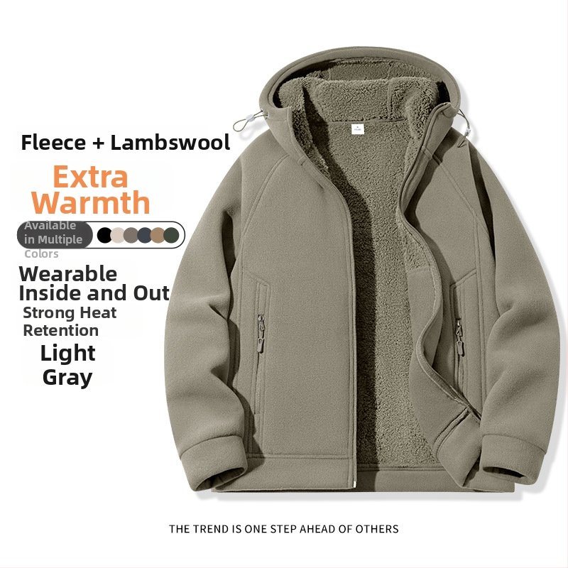 Pánske kapucňové fleecové kardigán s kapucňou, 100% polyester, rakúsky velúr, predný zips, okrúhly výstrih, voľný strih